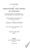 A History of Agriculture and Prices in England: 1703-1793