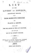 A List of the Livery of London, etc