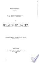 A proposito di Riccardo Malombra ...