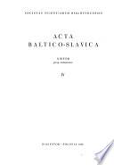 Acta Baltico-Slavica
