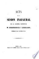 Acta de la sesion inaugural de la Academia Matritense ... celebrada el dia 3 de Enero de 1856