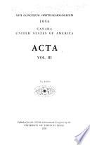 Acta XVII Concilium Ophtalmologicum, 1954