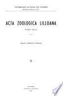 Acta zoológica Lilloana