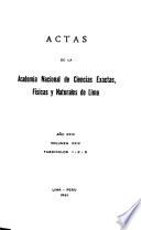 Actas de la Academia Nacional de Ciencias Exactas, Fisicas y Naturales de Lima