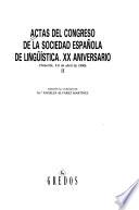 Actas del congreso de la Sociedad Española de Liñgüística