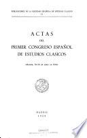 Actas del Congreso Español de Estudios Clásicos