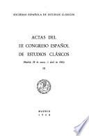 Actas del Congreso Español de Estudios Clásicos