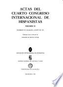 Actas del cuarto Congreso Internacional de Hispanistas