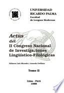 Actas del II Congreso Nacional de Investigaciones Lingüístico-Filológicas