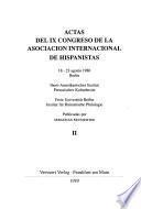 Actas del IX Congreso de la Asociación Internacional de Hispanistas