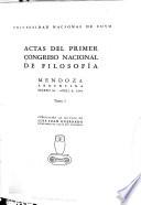 Actas del primer congreso nacional de filosofía. Mendoza, Argentina. Marzo 30-Abril 9, 1949