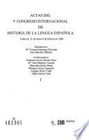 Actas del V Congreso Internacional de Historia de la Lengua Española