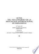 Actas del VIII congreso de la Asociación internacional de Hispanistas