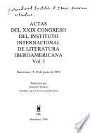 Actas del XXIX Congreso del Instituto Internacional de Literatura Iberoamericana