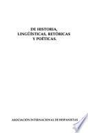 Actas Irvine-92: De historia, lingüísticas, retóricas y poéticas