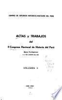 Actas y trabajos del II Congreso Nacional de Historia del Perú (época pre-hispánica), 4-9 de agosto de 1958
