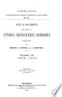 Acte si documente relative la istoria renascerei Romaniei