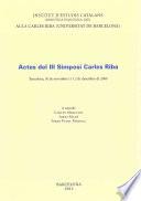 Actes del III Simposi Carles Riba