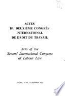 Actes du deuxième Congrès international de droit du travail
