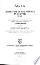 Acts of the Legislature of the Province of Manitoba