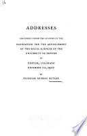 Addresses by Nicholas Murray Butler