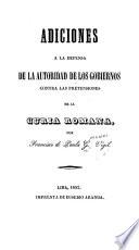 Adiciones a la Defensa de la autoridad de los gobiernos contra las pretensiones de la Curia Romana