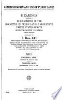 Administration and Use of Public Lands