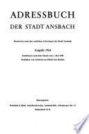 Adressbuch der Stadt Ansbach und der zum Postzustellbezirk Ansbach gehörenden Orte