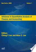 Advances in Quantitative Analysis of Finance and Accounting