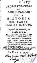 Advertencias al adicionador de la historia del padre Iuan de Mariana