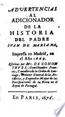 Advertencias al adicionador de la historia del padre Juan de Mariana