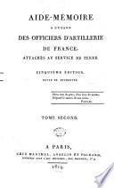 Aide-mémoire à l'usage des officiers d'artillerie de France