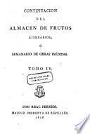 Almacen De Frutos Literarios O Semanario De Obras Ineditas