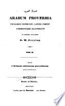 Amthāl al-ʿArab: A Meidanio collectorum proverbiorum pars posterior. 1839