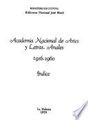 Anales de la Academia Nacional de Artes y Letras