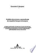 Análisis de errores y aprendizaje de español/lengua extranjera