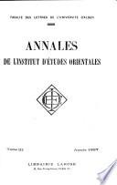 Annales de l'Institut d'études orientales