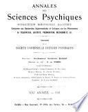 Annales des sciences psychiques ... Organe de la Société universelle d'études psychiques ...