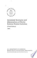Annotated Acronyms and Abbreviations of Marine Science Related Activities