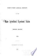 Annual Report of the Maine Agricultural Experiment Station