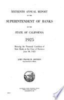 Annual Report of the Superintendent of Banks of the State of California