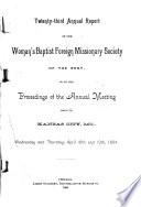 Annual Report of the Woman's Baptist Foreign Missionary Society of the West