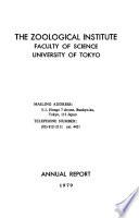 Annual Report - Zoological Institute, Faculty of Science, University of Tokyo