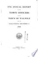 Annual Reports of the Town Officers of Walpole, New Hampshire