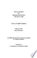 Annual Review of Applied Linguistics