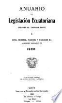 Anuario de legislación ecuatoriana correspondiente