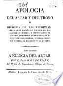 Apologia del altar y del trono