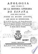 Apologia del tomo V de la Historia literaria de España