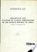 Apperances and Activities of Leading Personalities of the People's Republic of China