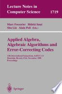 Applied Algebra, Algebraic Algorithms and Error-Correcting Codes